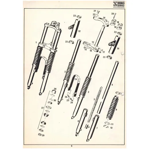 Telescopic fork Pränafa springs 360mm 21.50mm black for Hercules Prima 5S, SX, 6, Jogging, Optima 3, 3S MG00026449
