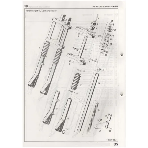 Spring Pränafa set 410mm 22mm 4mm for Hercules Prima GT, GX, Presto, Pronto MG00026452