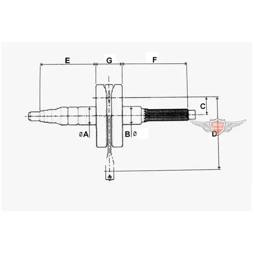 Kurbelwelle Stahl 42mm 12mm für Hercules, Miele K 50, DKW, K_1