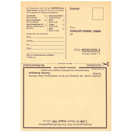 Brochure Falconette DIN A5 for Zündapp falconette KS50 MG000_1