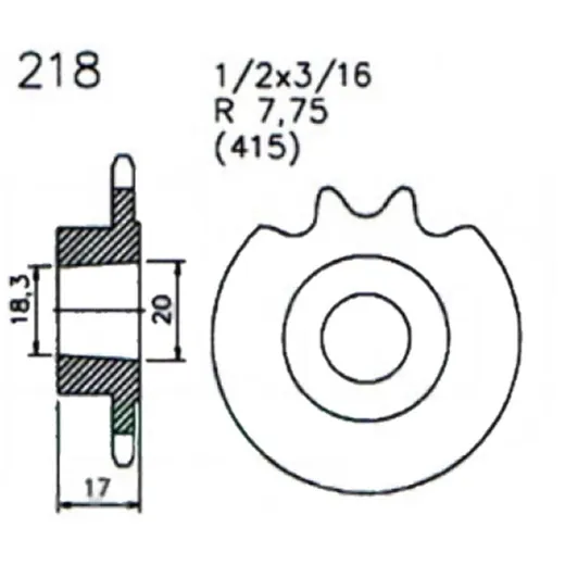 Pinion Esjot steel 13 teeth 20x18,3mm for Hercules, KX 5, Sa_1