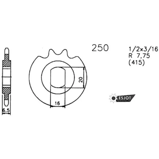 Ritzel Esjot Stahl 14 Zähne 20x16mm für Hercules, Supra 4 GP_1