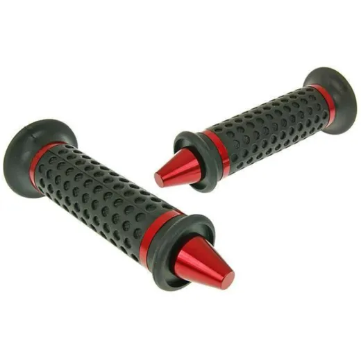 handlebar rubber grip set cone shaped red 15346