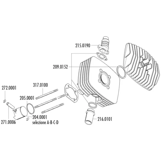Kolben Satz Polini Serie 6000 80ccm 48mm (B) für Fantic Motor Regolarita 50, Minarelli P4-P6 204.0001/B