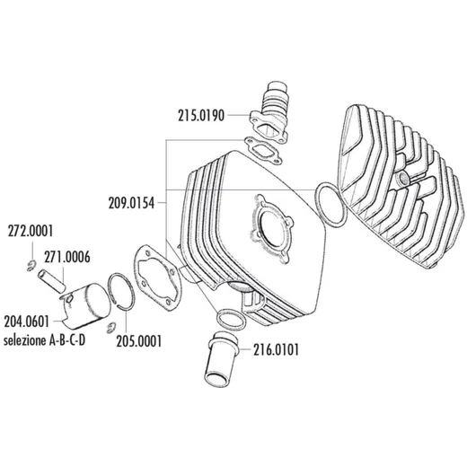 Kolben Satz Polini Serie 6000 80ccm 48mm (D) für Zündapp Corsa 50 204.0601/D