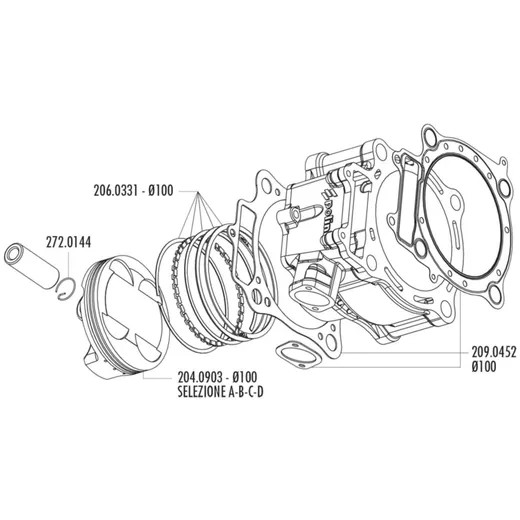 Kolben Satz Polini 490ccm 100mm (A) für Honda CRF 450 02-05 204.0903/A