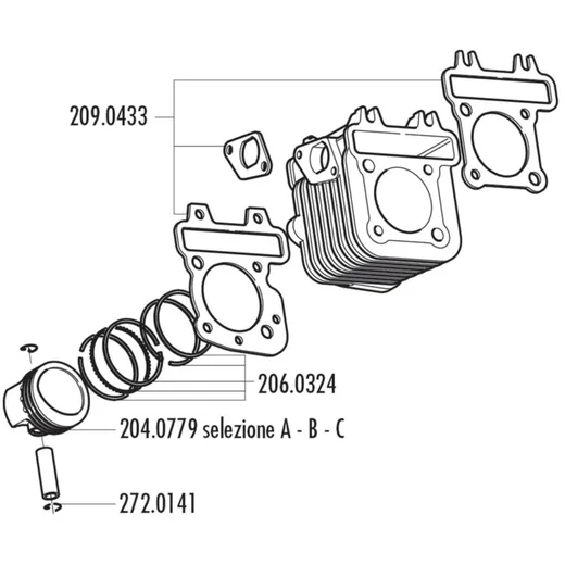 Kolben Satz Polini 79ccm 49mm (A) für Piaggio 50 4T 2V 204.0_1