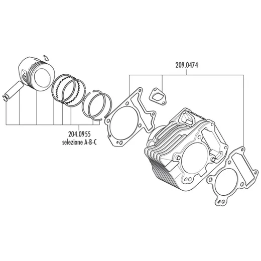 piston kit Polini 171cc 61mm (C) for Piaggio, Vespa 125-150c_1