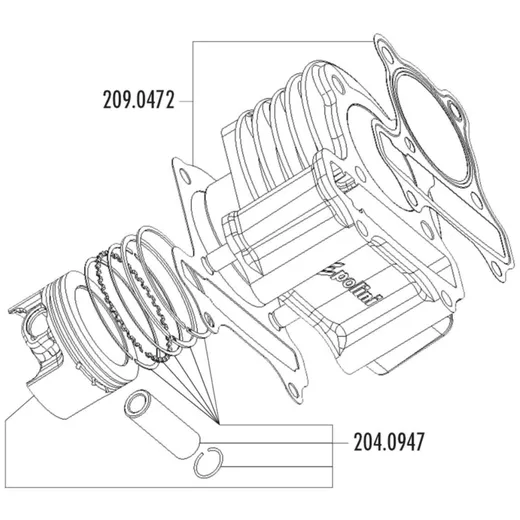 Zylinder Dichtungssatz Polini 221ccm 69mm für LML 200 4T (Vergasermodell) 209.0472