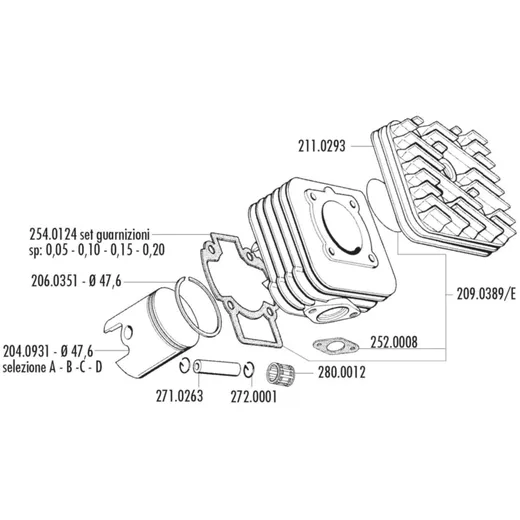 Zylinderkopf Polini Aluminium 70ccm für Piaggio AC 211.0293