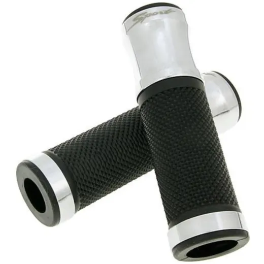 handlebar rubber grip set CNC sport black, chrome 21412 handlebar rubber grip set CNC sport black, chrome 21412