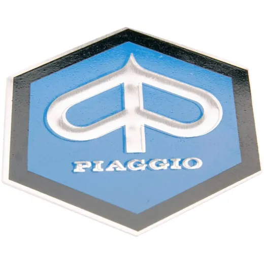 Verkleidung Emblem Piaggio zum Kleben 6-eckig 42mm glatt für Kaskade für Piaggio Ape, Vespa Gl, Rally 36353