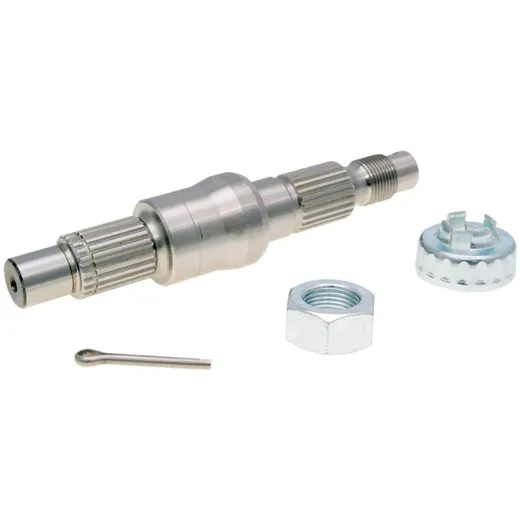 transmission output shaft 143mm incl. nut, crown nut, splint for Piaggio, Vespa 125, 150cc 2-stroke (-1999) 36489 transmission output shaft 143mm incl. nut, crown nut, splint for Piaggio, Vespa 125, 150cc 2-stroke (-1999) 36489