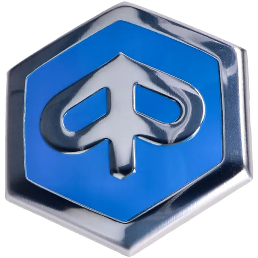 Logo Emblem Piaggio zum Stecken 6-eckig 42x48mm für Piaggio Beverly, Carnaby, X7, X8, X10 36753