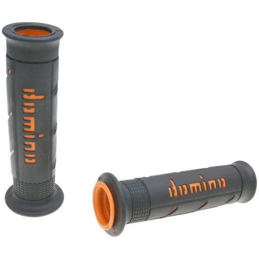 handlebar grip set Domino A250 on-road black / orange open end grips 37057