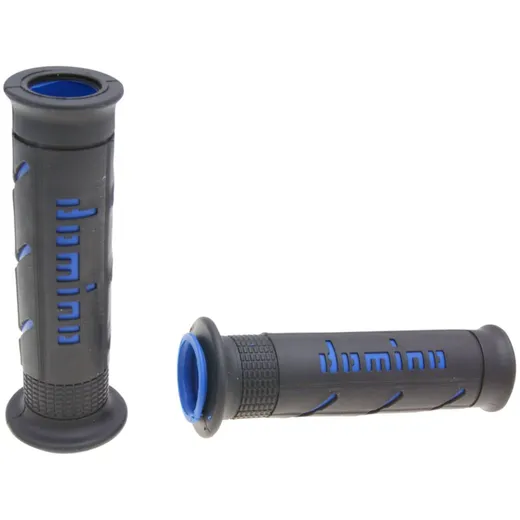 handlebar grip set Domino A250 on-road black / blue open end grips 37060