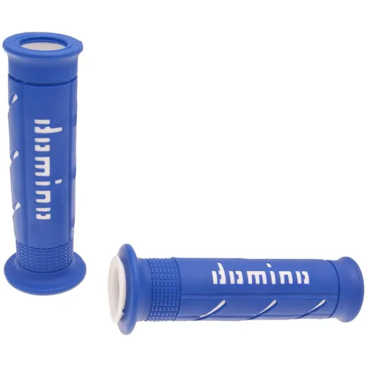 handlebar grip set Domino A250 on-road blue / white open end grips 37061 handlebar grip set Domino A250 on-road blue / white open end grips 37061