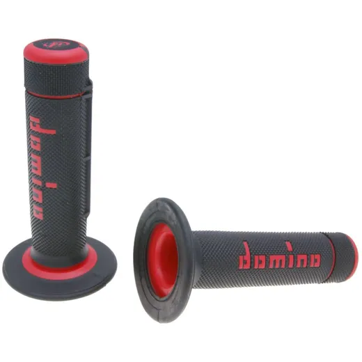 handlebar grip set Domino A020 off-road half waffle black / red 37063 handlebar grip set Domino A020 off-road half waffle black / red 37063