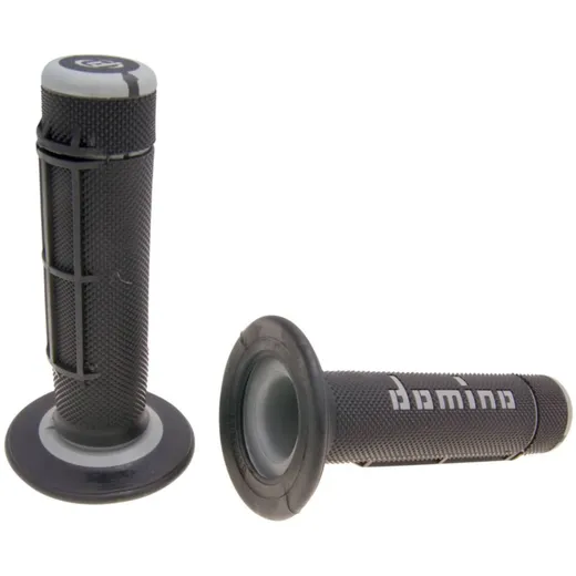 handlebar grip set Domino A020 off-road half waffle black / grey 37068