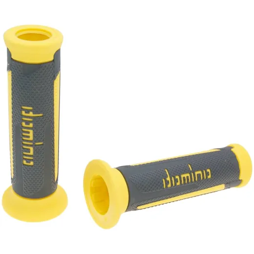 handlebar grip set Domino A350 on-road anthracite grey / yellow open end grips 37161