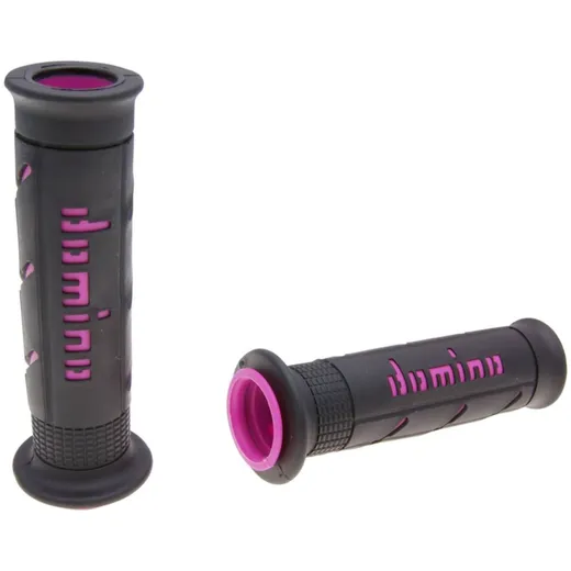 handlebar grip set Domino A250 on-road black / pink open end grips 37171
