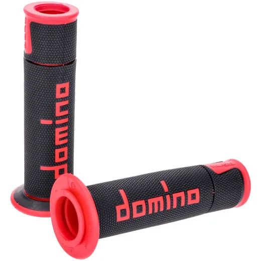 handlebar grip set Domino A450 on-road racing black / red open end grips 39775