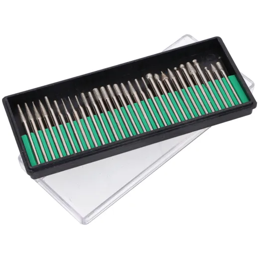 Diamant-Schleifstifte Satz 30-teilig für Rotationswerkzeug 40428 Diamant-Schleifstifte Satz 30-teilig für Rotationswerkzeug 40428