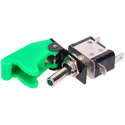 switch w/ safety cap and LED - green 41223