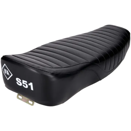Sattel Sitzbank Enduro Doppelsitz strukturiert, schwarz mit IFA S51 Schriftzug für Simson S51 41841 Sattel Sitzbank Enduro Doppelsitz strukturiert, schwarz mit IFA S51 Schriftzug für Simson S51 41841