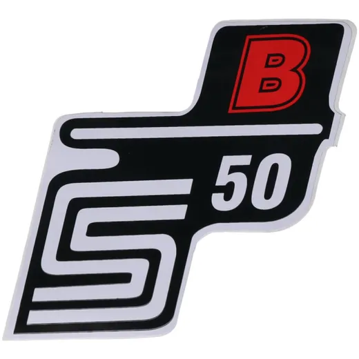 Emblem Logo Schriftzug S50 B Folie / Aufkleber rot für Simson S50 41956