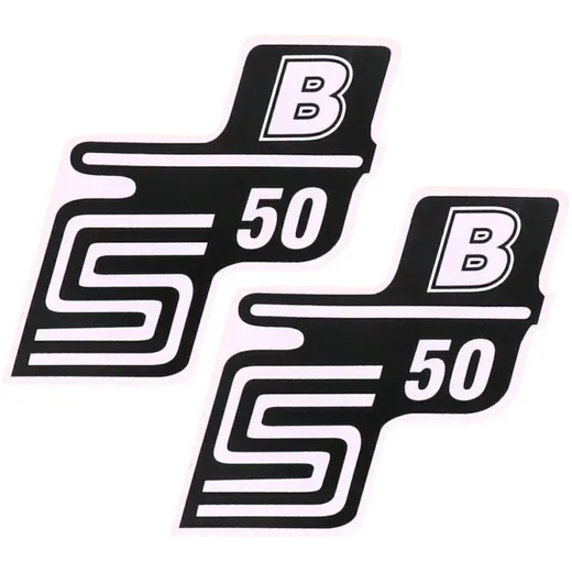 Emblem Logo Schriftzug S50 B Folie / Aufkleber weiß 2 Stück für Simson S50 41961