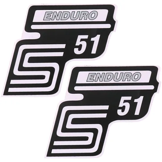 Emblem Logo Schriftzug S51 Enduro Folie / Aufkleber silber 2 Stück für Simson S51 41974