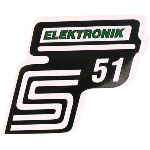 Emblem Logo Schriftzug S51 Elektronik Folie / Aufkleber grün für Simson S51 41987