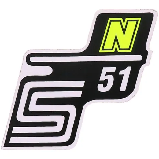 Emblem Logo Schriftzug S51 N Folie / Aufkleber neongelb für Simson S51 41994