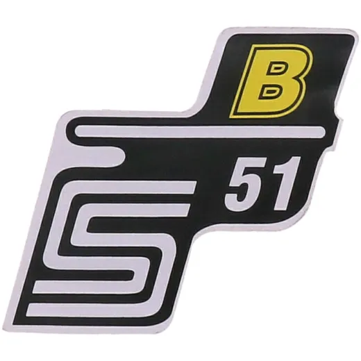 Emblem Logo Schriftzug S51 B Folie / Aufkleber gelb für Simson S51 41997
