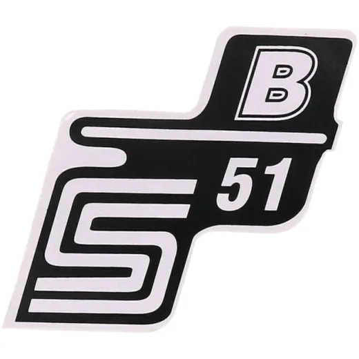 Emblem Logo Schriftzug S51 B Folie / Aufkleber weiß für Simson S51 42001