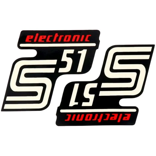 logo foil / sticker S51 Elektronik black-red 2 pieces for Simson S51 42003 logo foil / sticker S51 Elektronik black-red 2 pieces for Simson S51 42003