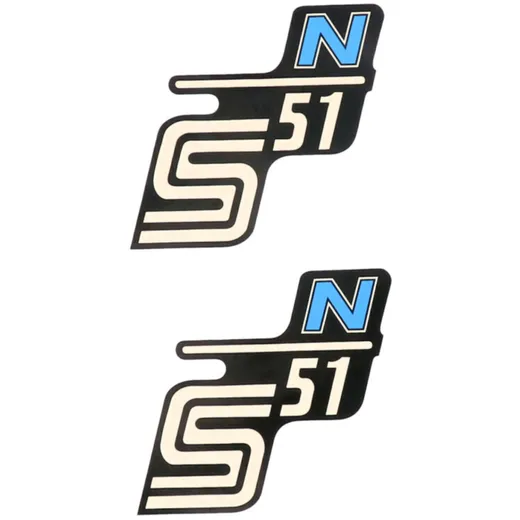 logo foil / sticker S51 N black-light-blue 2 pieces for Simson S51N 42005
