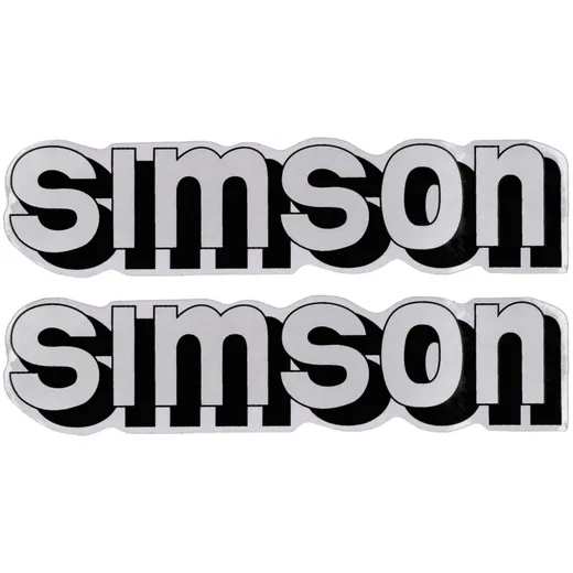 Emblem Logo Schriftzug Folie / Aufkleber Tank silber, schwarz (2 Stück) für Simson S51 42014