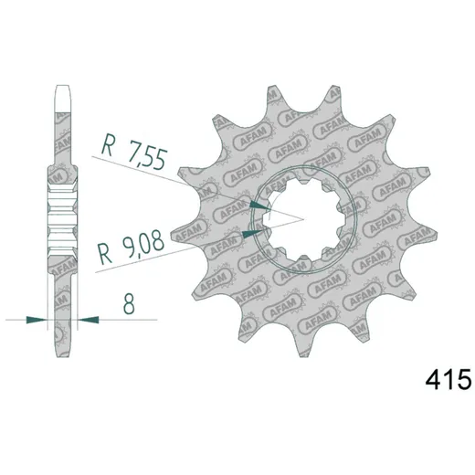 Kettenritzel 12 Zähne 415 für Aprilia RS50 93-98, Rieju Drac_1