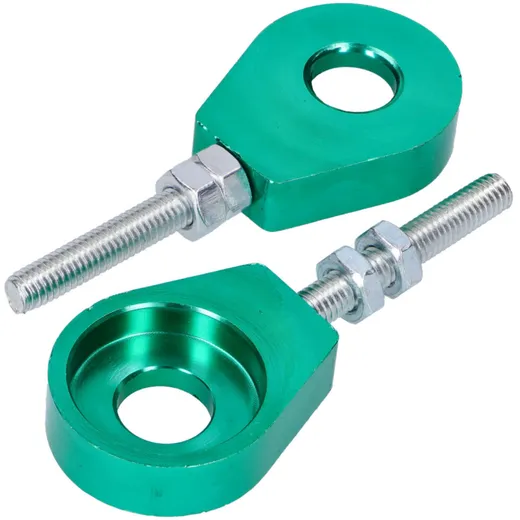 Radspanner / Kettenspanner Satz Aluminium grün eloxiert 12mm 43010-GN