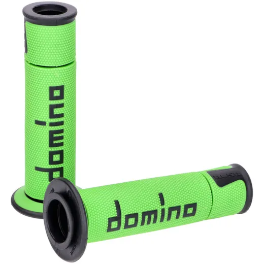 handlebar grip set Domino A450 on-road racing green / black with open ends 48748