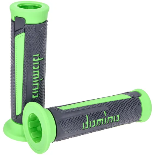 handlebar grip set Domino A350 On-Road gray / green with open ends 48888 handlebar grip set Domino A350 On-Road gray / green with open ends 48888