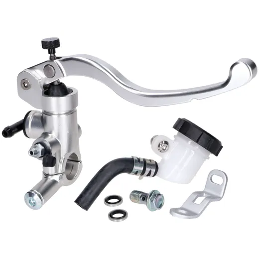 Bremspumpe / Bremszylinder vorn radial, externer Bremsflüssigkeitsbehälter, silberfarbig für 22mm Lenker 48944