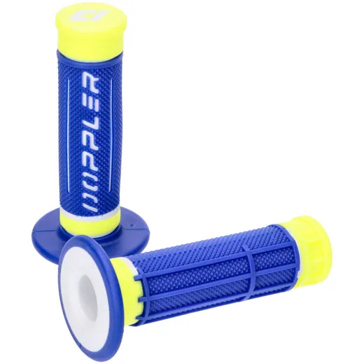 handlebar rubber grip set Doppler Grip 3D blue / white / neon yellow 49409