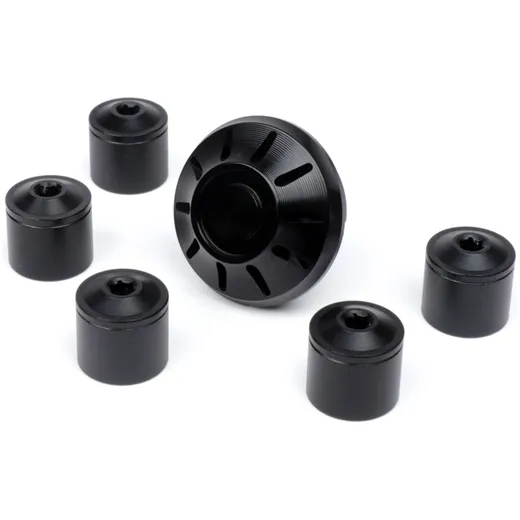 Abdeckkappen Set Radmutter / Felge Ø=35mm Moto Nostra CNC, schwarz glänzend Vespa ET2, ET4, GT, GTL, GTS, GTV, LX, LXV, S, Giler