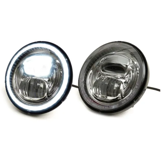 Scheinwerfer (verchromter Reflektor) Moto Nostra LED HighPower Ø=143mm (5 3/4") 12V DC mit E9-Kennzeichnung zur Umrüstung von z.