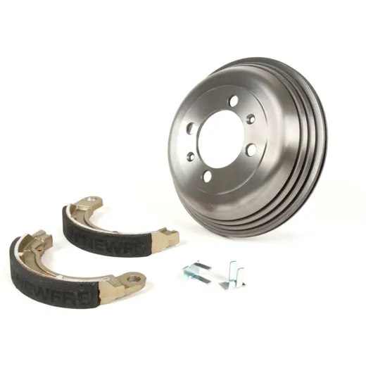 Bremstrommel hinten 8" inkl. Bremsbacken, 1 Aufnahme BGM PRO Grauguss Vespa Wideframe V1-15, V30-33, VU, VM, VN, VL, VB, VBA1T,