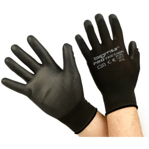 Work gloves - mechanics gloves - protective gloves -BGM PRO-tection- seamless knitted gloves, 100% nylon with polyurethan coatin