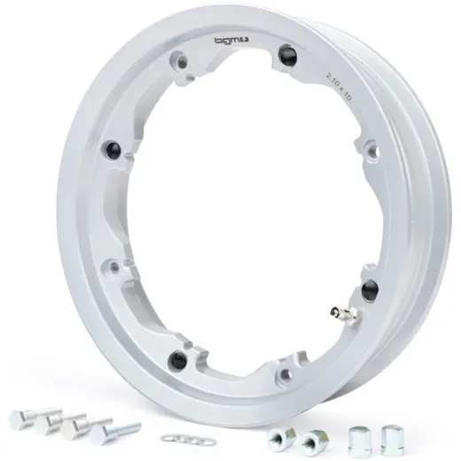 Felge BGM PRO, schlauchlos, 2.10-10 Zoll Aluminium Lambretta LI Serie 1-3, LI S, SX, TV Serie 2-3 Silbern 51038